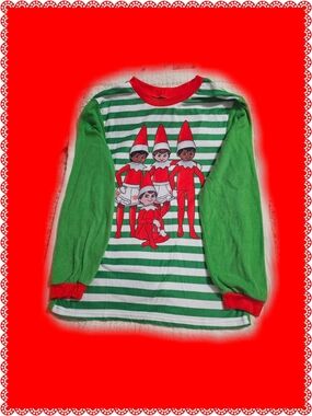 ELF Green & Red Striped Elf Graphic Long-Sleeve Tee